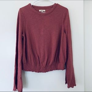 Texture and thread Smocked Bell sleeve top